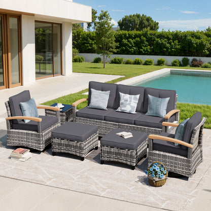 6 Pieces Patio Furniture Sets,  Outdoor Rattan Furniture Conversation Sets (YK-6015-B1)