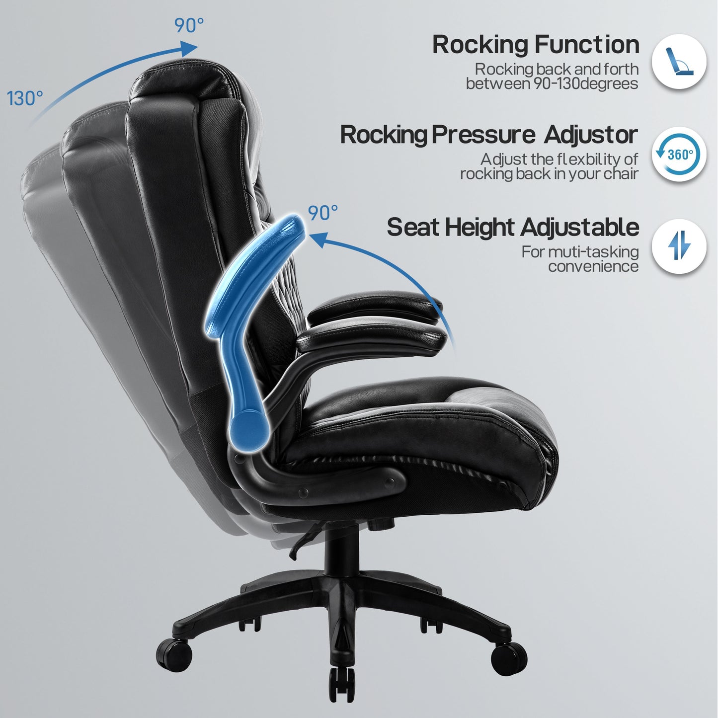 400lbs Big & Tall Ergonomic Leather Office Chair - Meissalivve