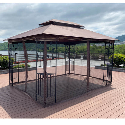 13x10 Outdoor Patio Gazebo Canopy Tent With Ventilated Double Roof And Mosquito net - Meissalivve