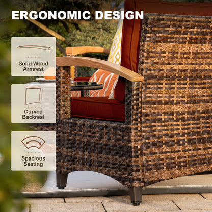 8 Pcs Half-Moon Rattan Outdoor Patio Furniture Set with Round Dining Table  (YK-6016-B1)
