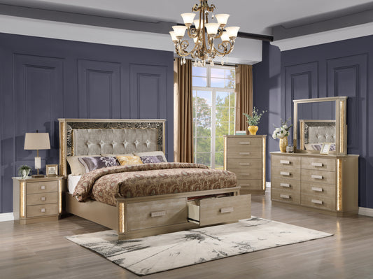 Medusa King 5PC Bedroom set Made with Wood in Gold - Meissalivve