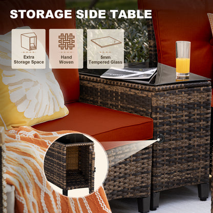 8 Pcs Half-Moon Rattan Outdoor Patio Furniture Set with Round Dining Table  (YK-6016-B1)