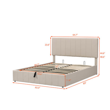 Queen size Upholstered Platform bed with a Hydraulic Storage System - Meissalivve