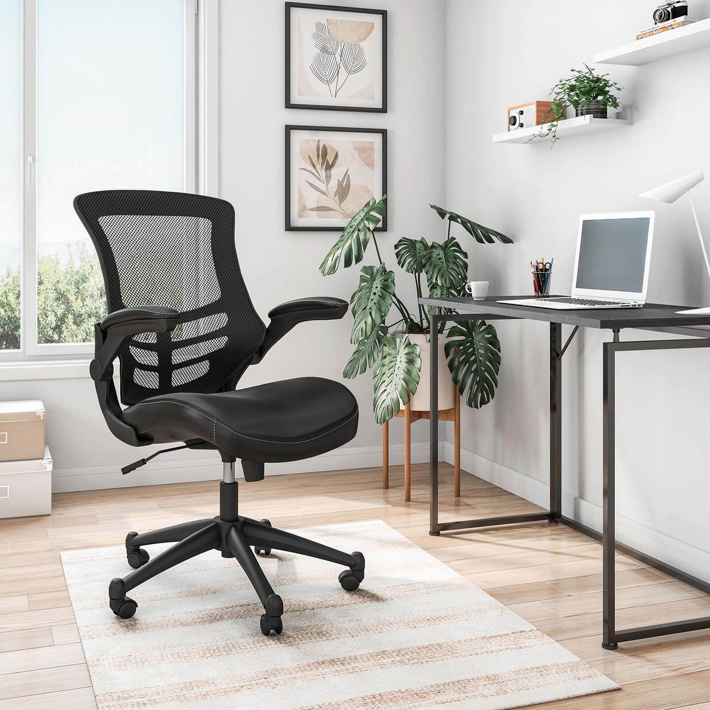 Stylish Mid-Back Mesh Office Chair with Adjustable Arms - Meissalivve