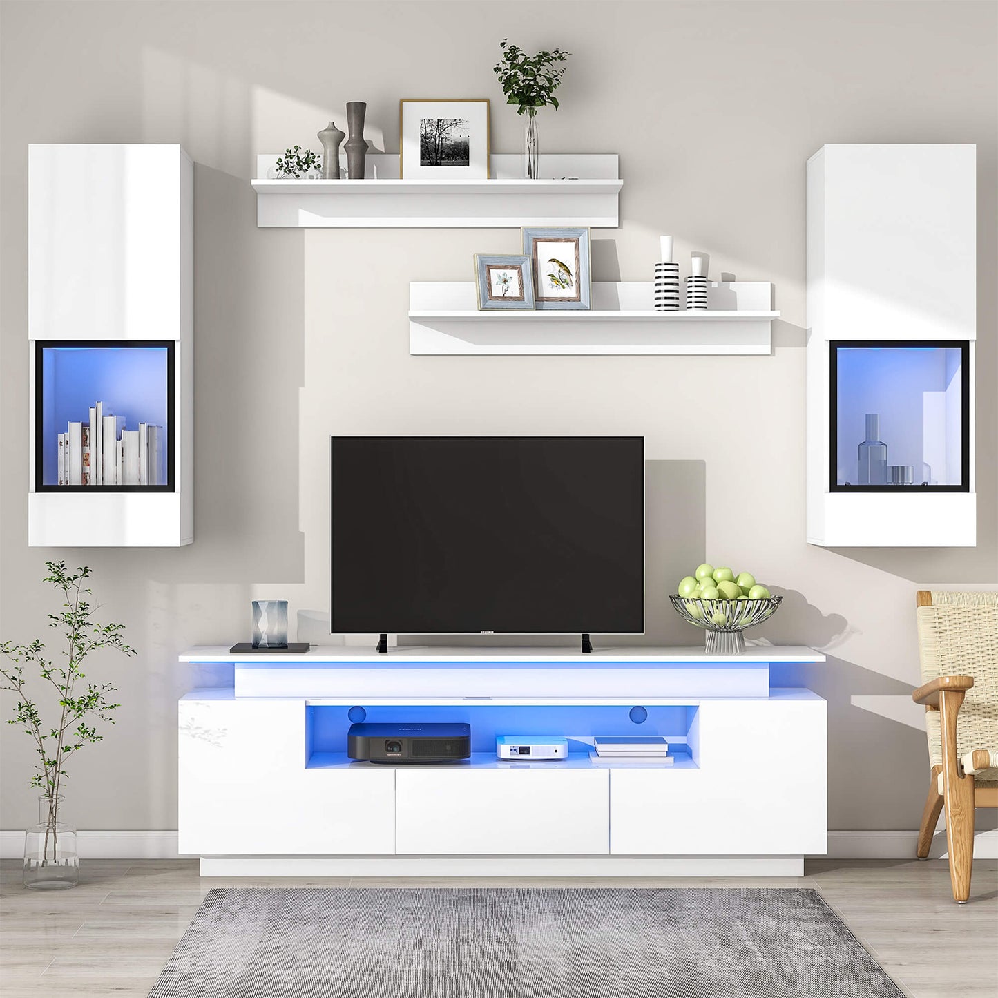 Modern and Stylish Functional TV stand with Color Changing LED Lights - Meissalivve