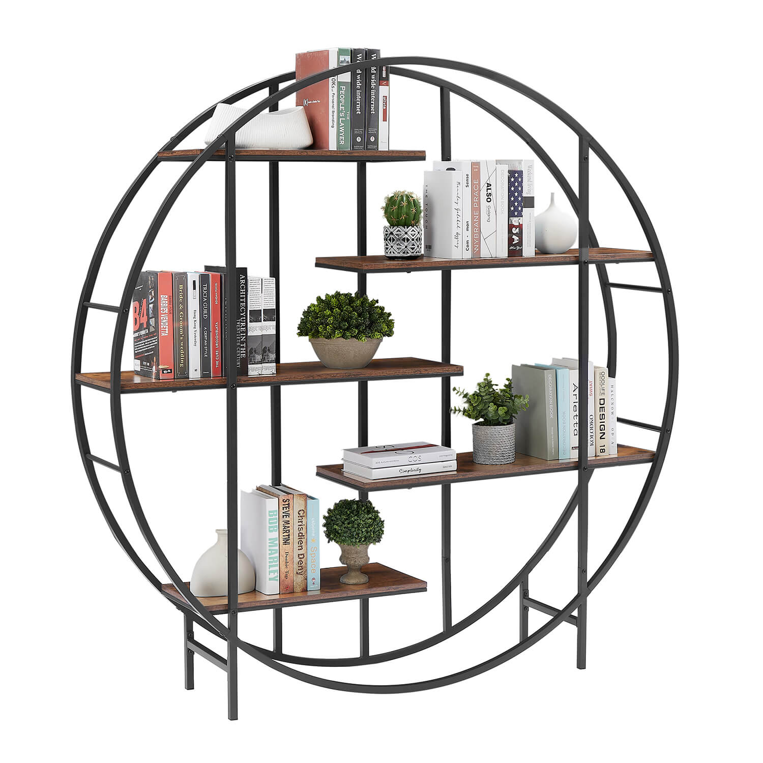 Round 5-Tier Metal Plant Stand bookcase storage rack, Display Stand. - Meissalivve