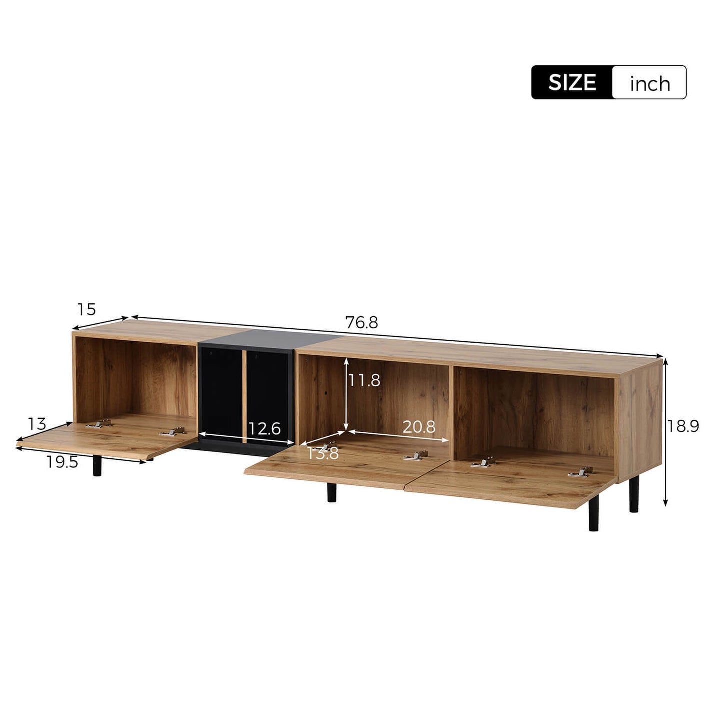 Modern TV Stand for 80'' TV, Media Console Table with Large Storage Cabinet - Meissalivve