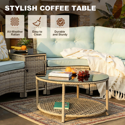 9 Pcs Half-Moon Rattan Outdoor Patio Furniture Set  (YK-6016-A4)
