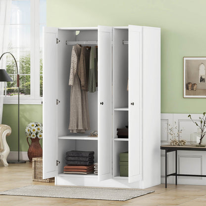 3-Door Shutter Wardrobe with shelves, White - Meissalivve