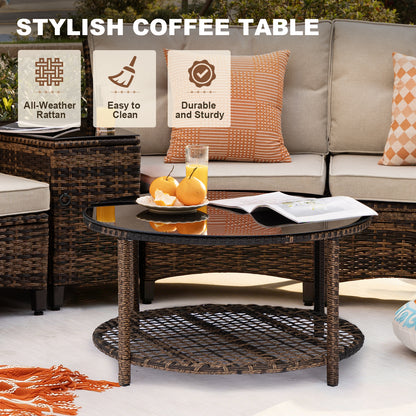 9 Piece Half-Moon Rattan Outdoor Patio Furniture Set  (YK-6016-A2)