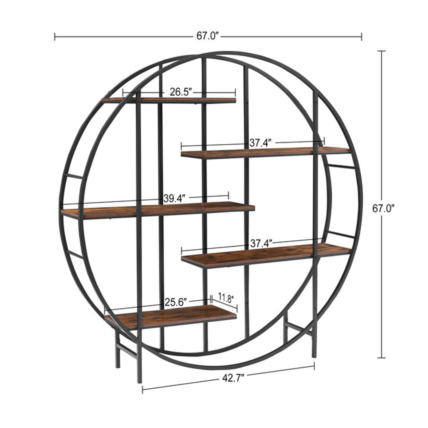 Round 5-Tier Metal Plant Stand bookcase storage rack, Display Stand. - Meissalivve