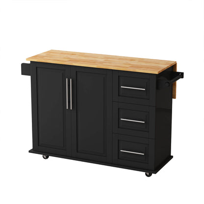 Multi-Functional Kitchen Island Cart with Door Cabinet and Drawers, White - Meissalivve