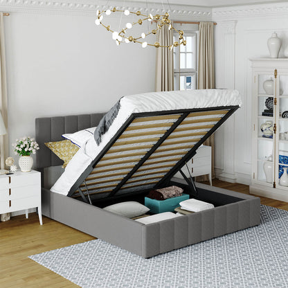 Queen size Upholstered Platform bed with a Hydraulic Storage System - Meissalivve