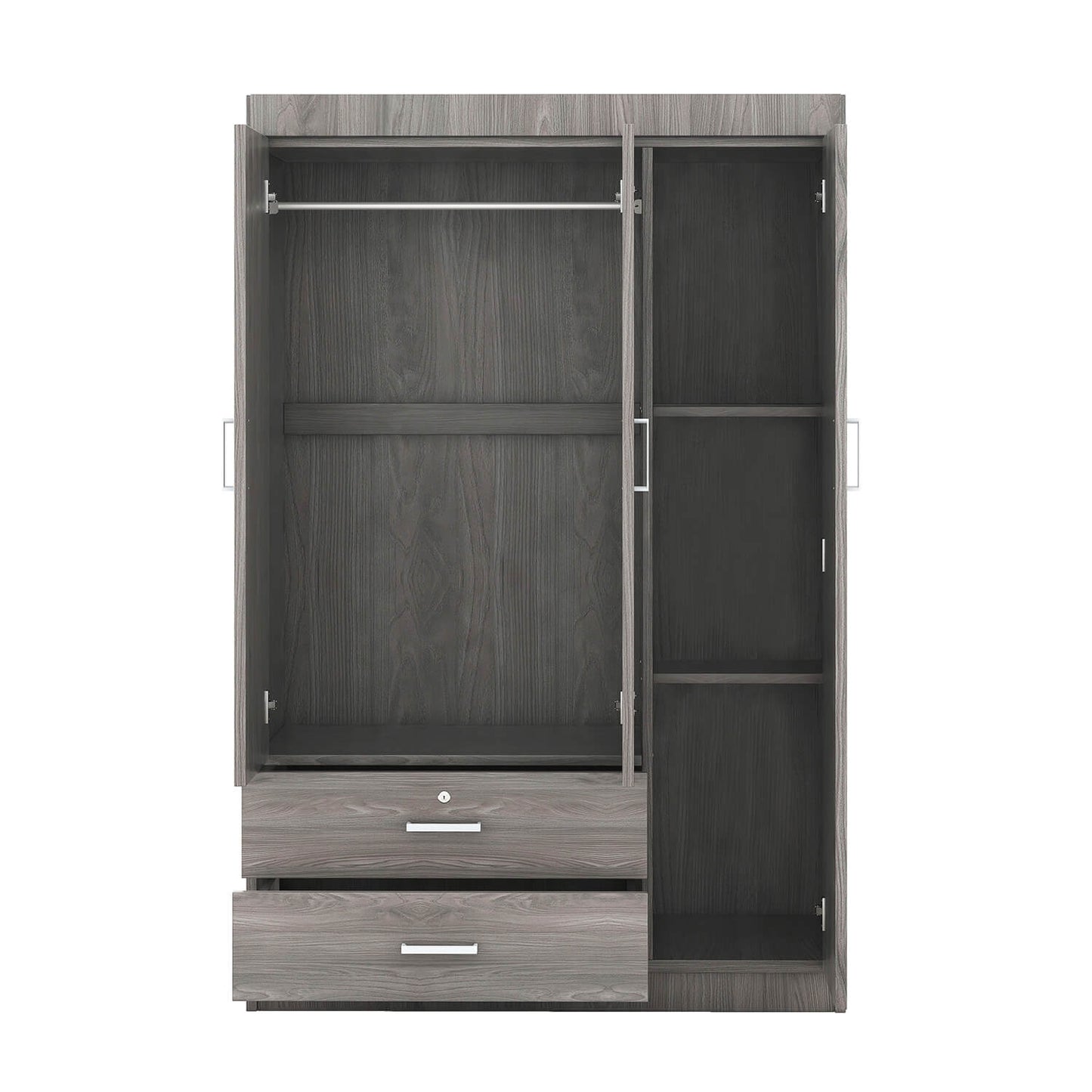 3-Door Shutter Wardrobe with shelves, White - Meissalivve