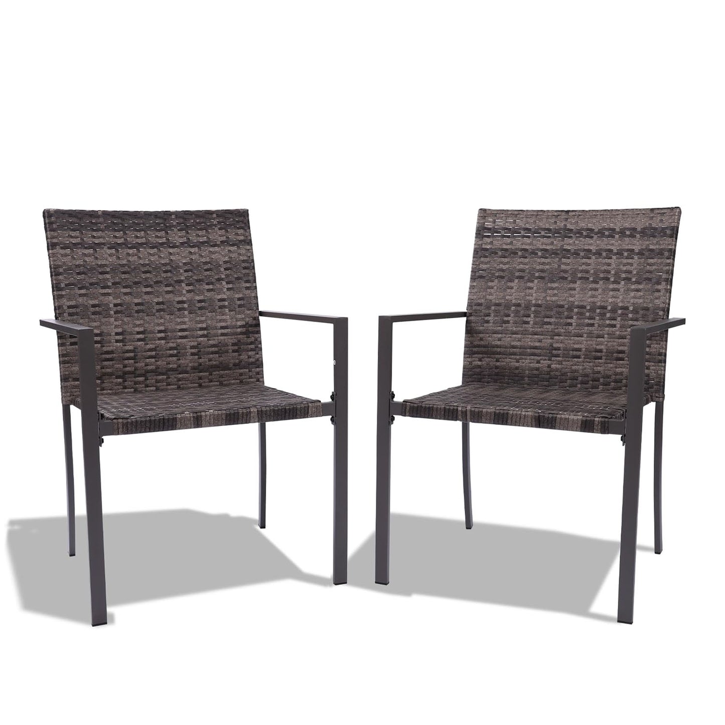 Patio Dining Chairs Outdoor Set of 2,Stackable All-Weather Resistant Rattan Chairs - Meissalivve