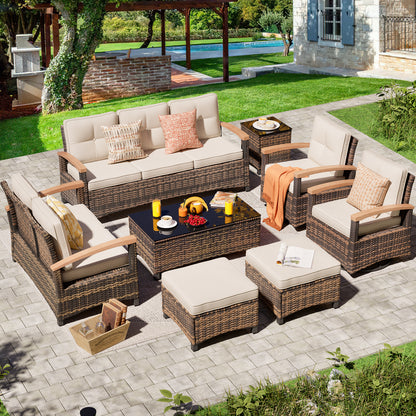 7/8 Pieces Patio Furniture Sets,  Outdoor Rattan Furniture Conversation Sets (YK-6011)