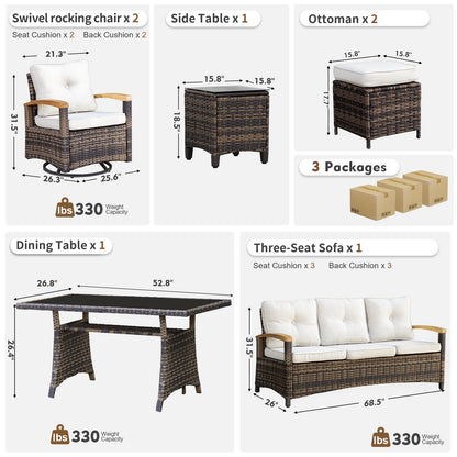 7/8 Pieces Patio Furniture Sets,  Outdoor Rattan Furniture Conversation Sets (YK-6011)