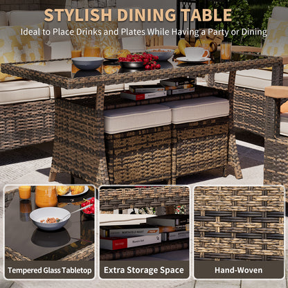 7/8 Pieces Patio Furniture Sets,  Outdoor Rattan Furniture Conversation Sets (YK-6011)