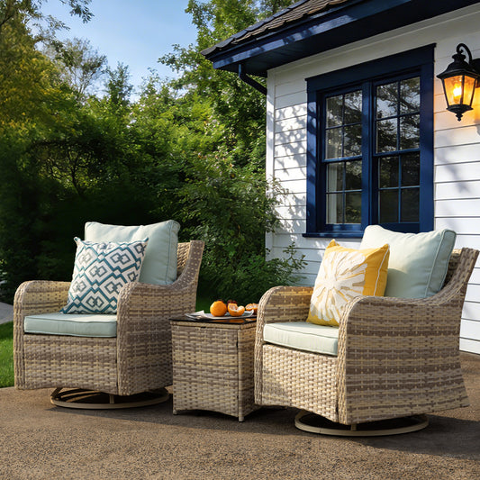 3 Pieces Patio Furniture Set, Wicker Patio Bistro Set  (YK-6013-B5)