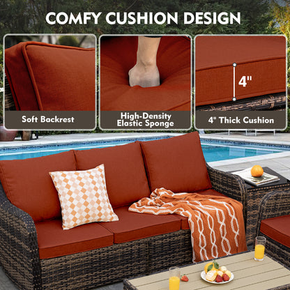 7 Piece Outdoor Rattan Patio Furniture Set, Swivel Rocker Chairs with Coffee Table  (YK-6013-A1)