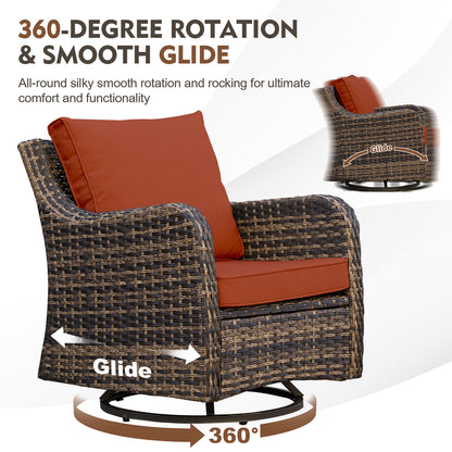 7 Piece Outdoor Rattan Patio Furniture Set, Swivel Chairs with Dining Table  (YK-6013-C2)