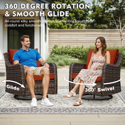 7 Piece Outdoor Rattan Patio Furniture Set, Swivel Chairs with Dining Table  (YK-6013-C2)