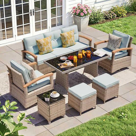 7 Pieces Patio Furniture Sets,  Outdoor Rattan Furniture Conversation Sets (YK-6015-C1)