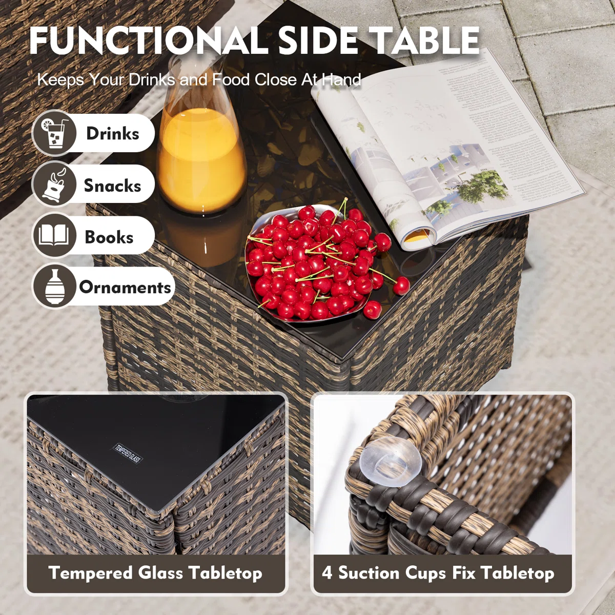 8 Pieces Patio Furniture Sets,  Outdoor Rattan Furniture Conversation Sets (YK-6015-B4)