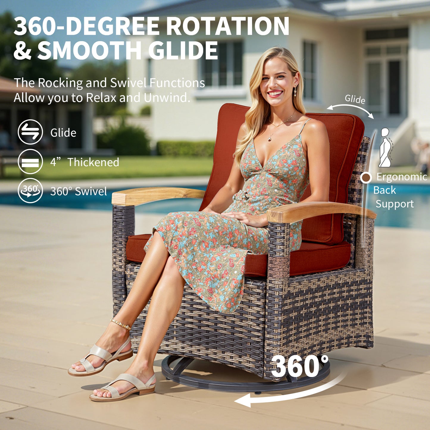 8 Pieces Patio Furniture Sets,  Outdoor Rattan Furniture Conversation Sets (YK-6015-B4)