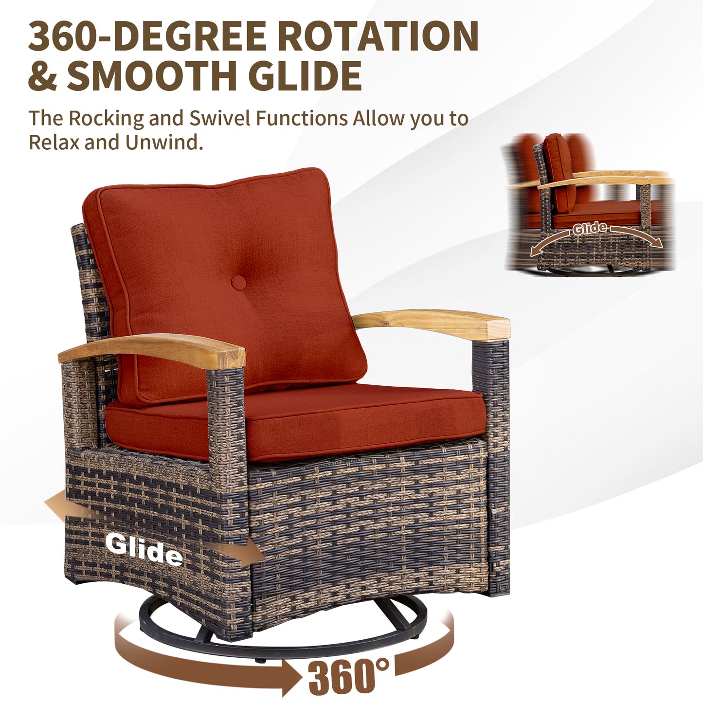 7 Pieces Patio Furniture Sets,  Outdoor Rattan Furniture Conversation Sets (YK-6015-C1)