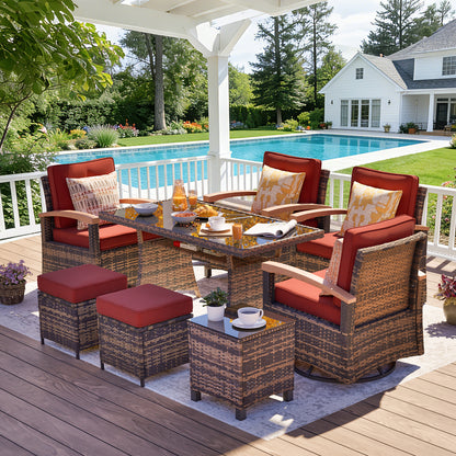 8 Pieces Patio Furniture Sets,  Outdoor Rattan Furniture Conversation Sets with Loveseat(YK-6015-C2)