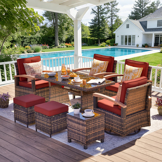 8 Pieces Patio Furniture Sets,  Outdoor Rattan Furniture Conversation Sets with Loveseat(YK-6015-C2)