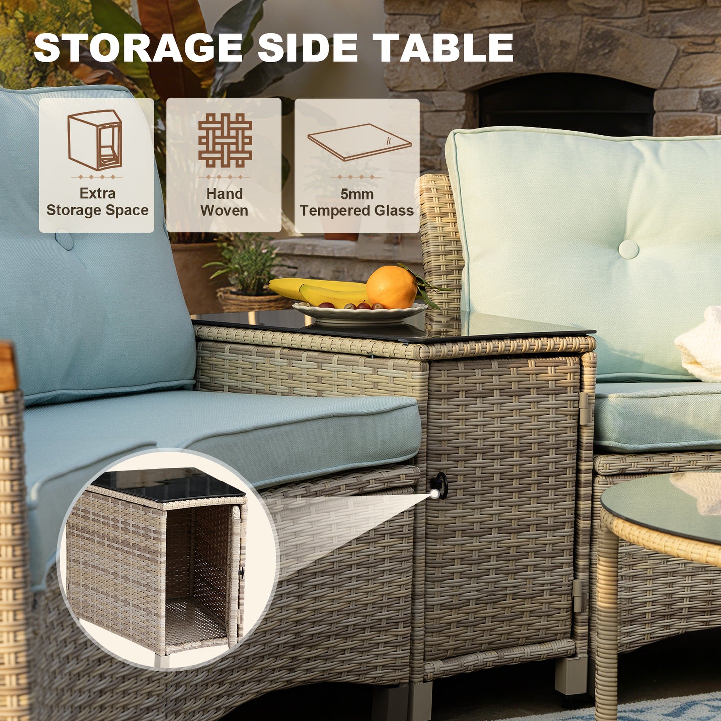 11 Piece Outdoor Half-Moon Sectional Patio Furniture Set  (YK-6016-A6)