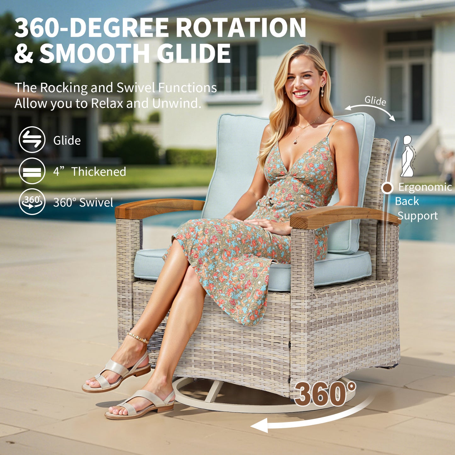 9 Piece Outdoor Half-Moon Sectional Patio Furniture Set with Dining Table  (YK-6016-B2)