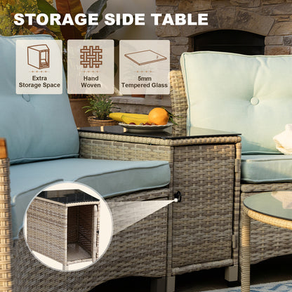 9 Piece Outdoor Half-Moon Sectional Patio Furniture Set with Dining Table  (YK-6016-B2)