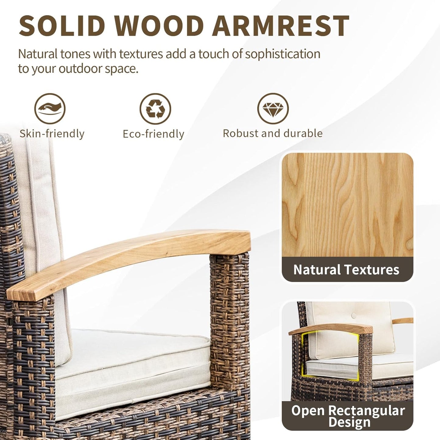 6 Pieces Patio Furniture Sets with Fire Pit Table,  Outdoor Rattan Furniture Conversation Sets (YK-6601)