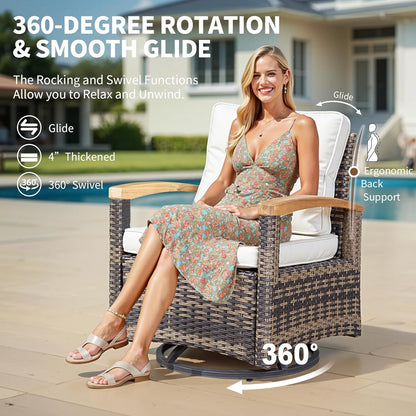 6 Pieces Patio Furniture Sets with Fire Pit Table,  Outdoor Rattan Furniture Conversation Sets (YK-6601)