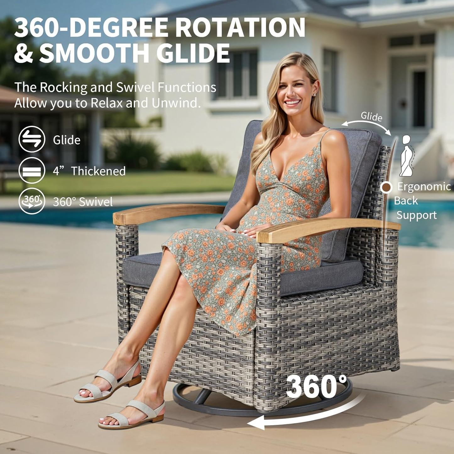 6 Pieces Patio Furniture Sets with Fire Pit Table,  Outdoor Rattan Furniture Conversation Sets (YK-6601)
