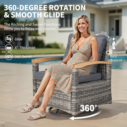 6 Pieces Patio Furniture Sets with Fire Pit Table,  Outdoor Rattan Furniture Conversation Sets (YK-6601)