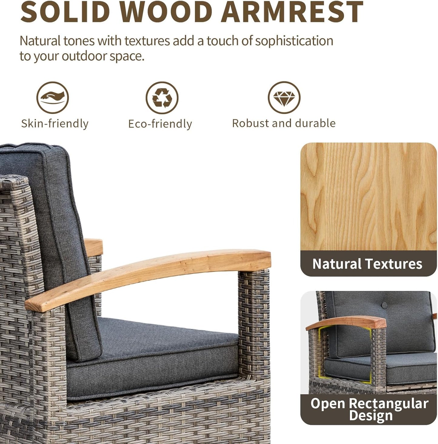 6 Pieces Patio Furniture Sets with Fire Pit Table,  Outdoor Rattan Furniture Conversation Sets (YK-6601)