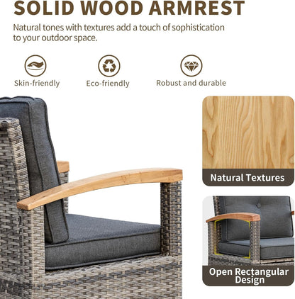 6 Pieces Patio Furniture Sets with Fire Pit Table,  Outdoor Rattan Furniture Conversation Sets (YK-6601)