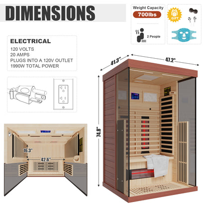 Full Spectrum Infrared Sauna Hemlock/Cedar Home Sauna - YK8001