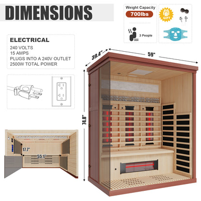Full Spectrum Infrared Sauna Hemlock/Cedar Home Sauna - YK8005
