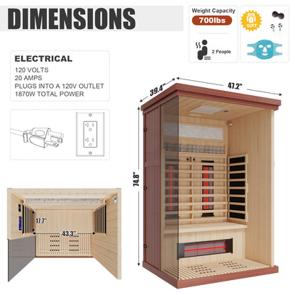 Full Spectrum Infrared Sauna Hemlock/Cedar Home Sauna - YK8005