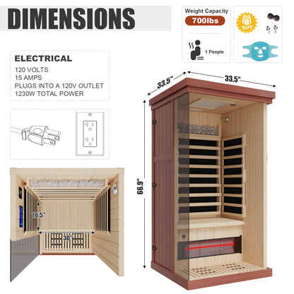 Full Spectrum Infrared Sauna Hemlock/Cedar Home Sauna - YK8005