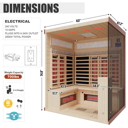 Full Spectrum Infrared Sauna Hemlock/Cedar Home Sauna - YK8006