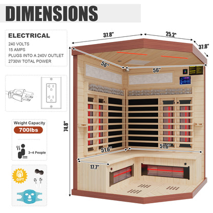 Full Spectrum Infrared Sauna Hemlock/Cedar Home Sauna - YK8007