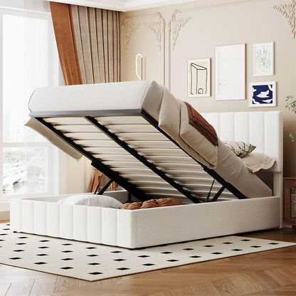 Queen size Upholstered Platform bed with a Hydraulic Storage System - Meissalivve