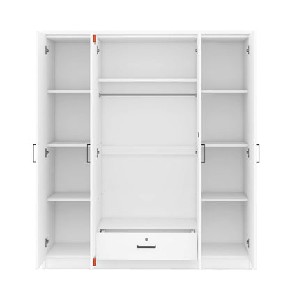 3-Door Shutter Wardrobe with shelves, White - Meissalivve