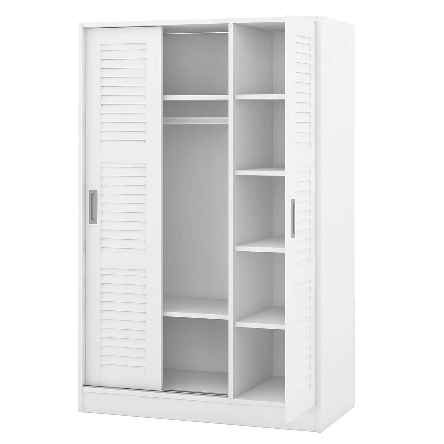 3-Door Shutter Wardrobe with shelves, White - Meissalivve